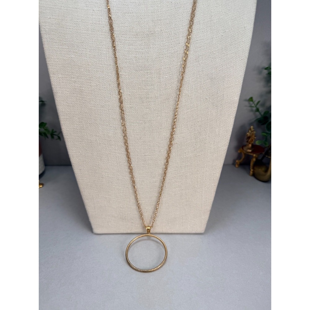 Signed BSI Lirm Italy 925 Sterling Silver Long Circle Pendant Necklace Modernist